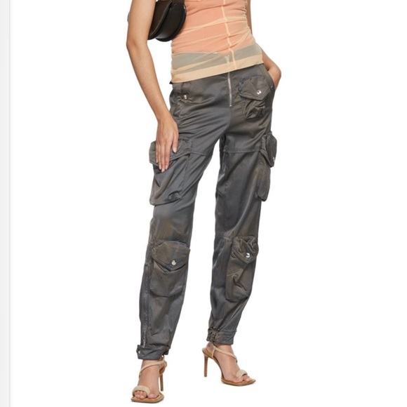 EUC Acne Studios Dusty Grey Satin Cargo Pants - Picture 7 of 16